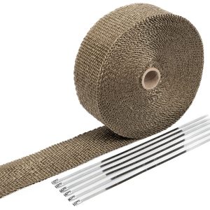 2" x 25' Titanium Exhaust Heat Wrap(5cm*7.5M) + 6 Cable Ties