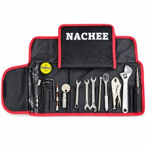 NACHEE NC-6206D motorcycle roadside tool kit with branded packaging flap open