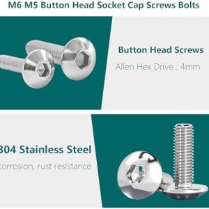 304 stainless steel button-head fairing bolt material and 4 mm hex drive detail