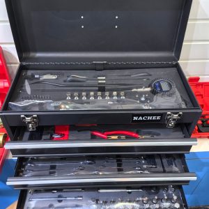 NACHEE NC-6328 motorcycle tool chest with three drawers open